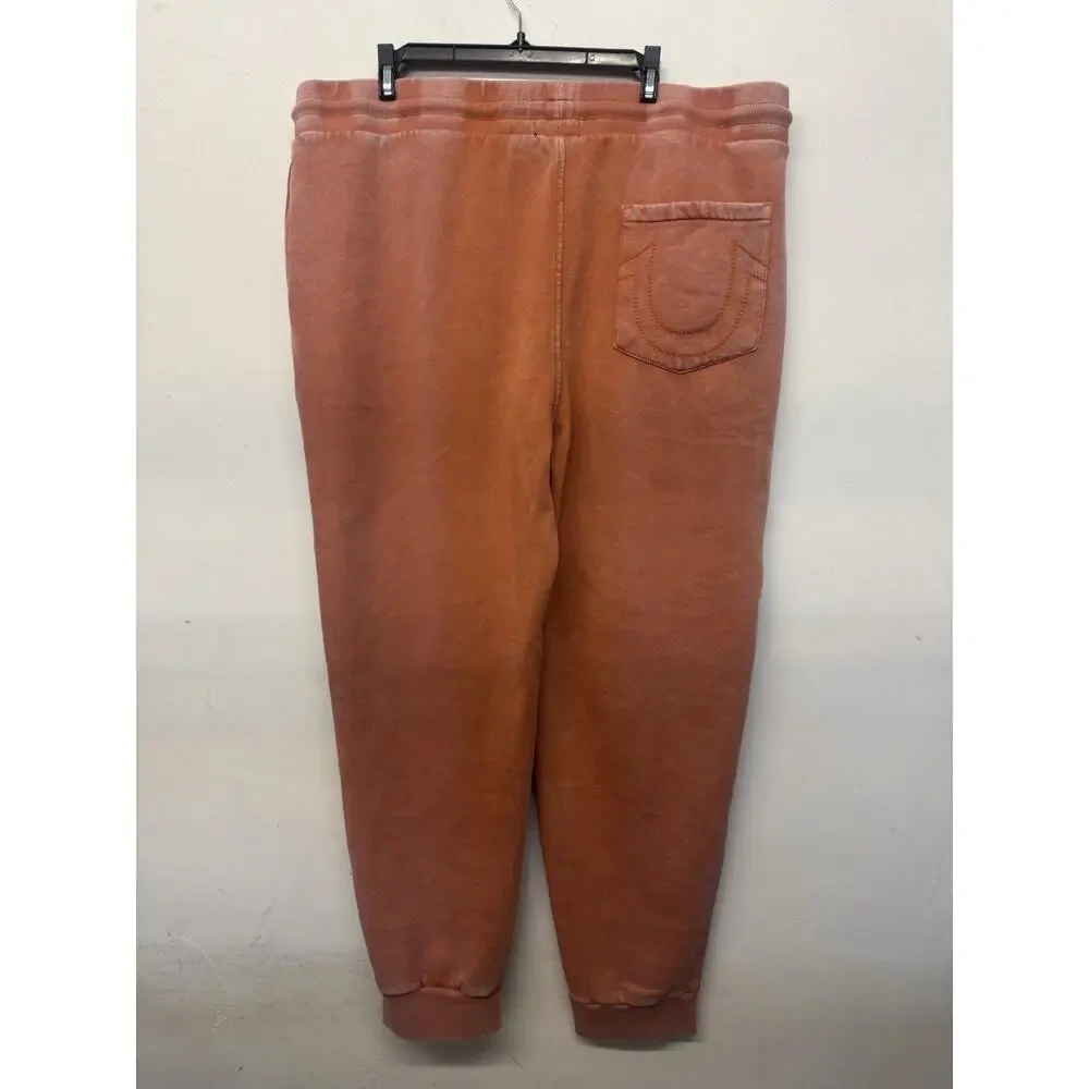 True Religion Jogger Pants Mens 2XL Orange Autumn Maple Registered Logo Patch